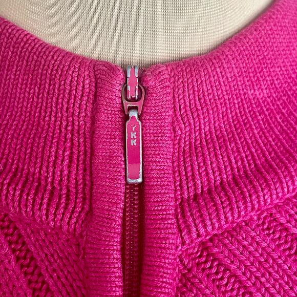 Talbots Fuchsia Pink Full Zip Sweater Cardigan Size SMALL Ribbed Knit Heavy Knit - Picture 6 of 8